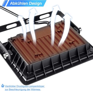 LED прожектор AufuN 5x100 Вт, холодне біле світло, суперяскравий, для вулиці, IP65, водонепроникний, алюмінієвий, для саду, гаража, двору чи готелю