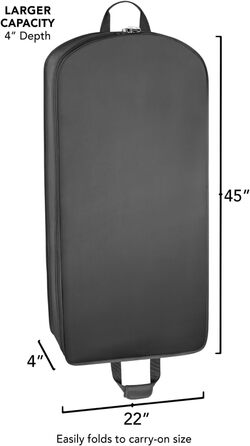 Дорожній костюмний чохол WallyBags 114,3 см, делюкс, з двома додатковими кишенями, чорний, підвищена місткість