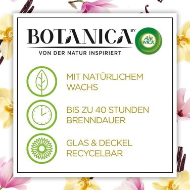 Ароматична свічка Botanica by Air Wick Гімалайська магнолія та ваніль, натуральні інгредієнти, екологічна, у склі, 6 шт