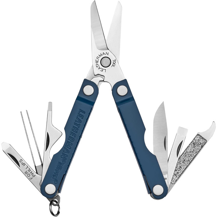 Leatherman Micra багатофункціональний мультитул з нержавіючої сталі, брелок з пружинними ножицями та 9 інструментами, колір Navy