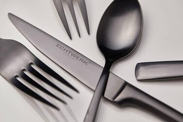 Набір столових приборів ECHTWERK Avelino Black Edition, 20 предметів, матова нержавіюча сталь 18/10, для 4 осіб, преміум-якість, для весільного столу та свят