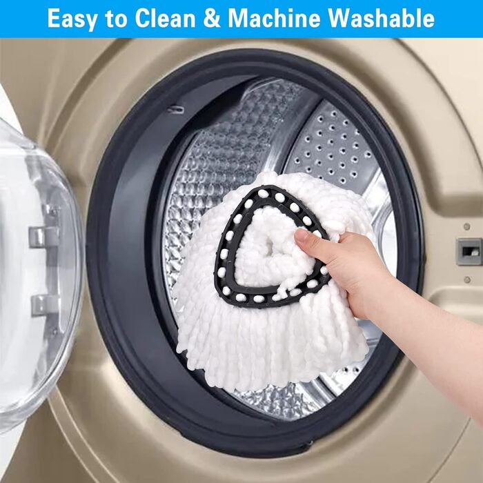Queta Набір із 6 змінних мікрофібрових насадок для швабри, 360° Spin Mop для прибирання дому, ефективне видалення сильних забруднень