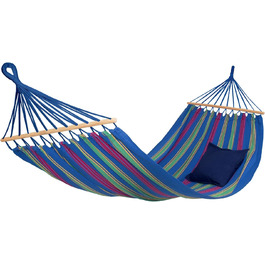 Гамак AMAZONAS Aruba Juniper, водостійкий, UV-захист, 210x80 см, до 180 кг, синьо-смугастий