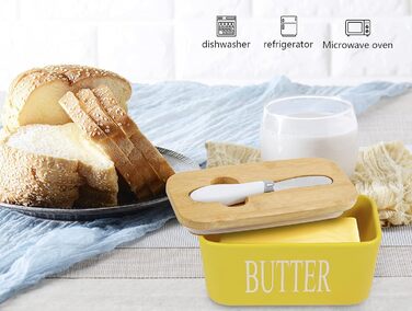 Порцелянова масляниця з кришкою, герметична (жовта)