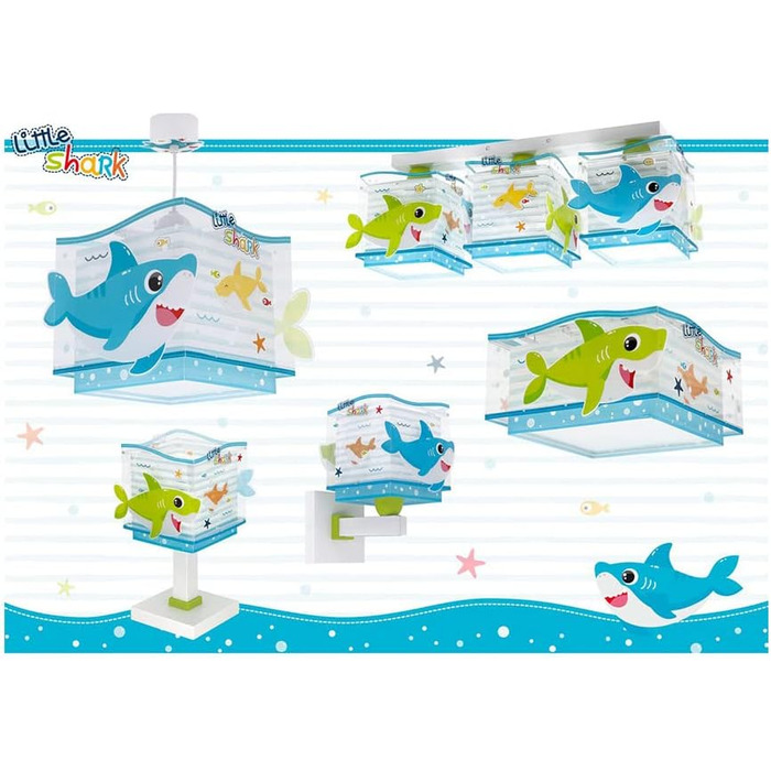 Підвісна дитяча лампа Dalber Little Shark, стельова лампа для дитячої кімнати, E27, дизайн акули, 63472