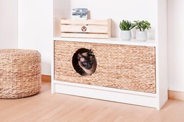 Кошик для котів з водяної гіацинти для стелажа Billy, котяча хатка 75x29x25 см, натуральний плетений будиночок для котів, кроликів, морських свинок