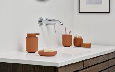 Стакан для зубних щіток Zone Denmark Ume, керамічний, теракота, 8,3×10,3 см – стильний тримач для ванної кімнати