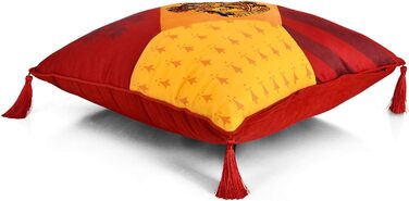 Подушка Elbenwald Harry Potter з китицями у стилі Ґрифіндор, з вишитою емблемою, червоно-жовта, 48x48 см