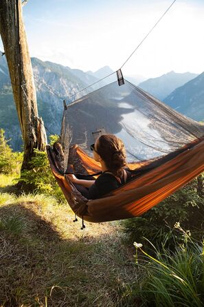 Гамак AMAZONAS Ultra-Light Moskito Traveller, антимоскітна сітка, 220x140 см, до 150 кг, коричневий, легкий, для туризму
