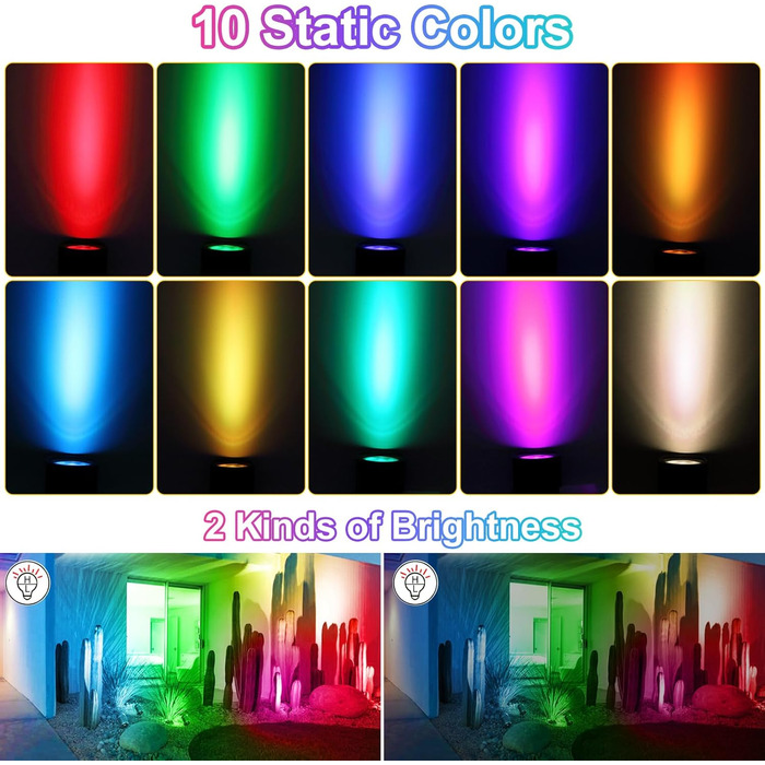 Сонячні садові RGB світильники CLY з пультом, IP66, 10 кольорів, 30 режимів, таймер, водонепроникні, для вулиці, декору та саду, 6 шт.