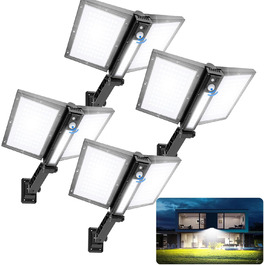 Сонячний вуличний ліхтар із датчиком руху, 200 Вт, 180 LED, 6500K, з пультом, для саду, готелю, двору, гаража, комплект 4 шт.