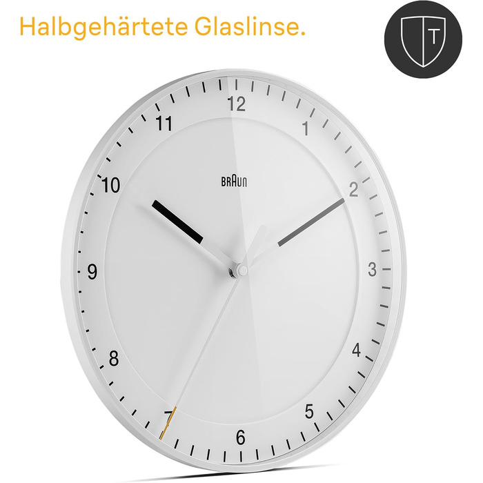 Настінний годинник Braun BC17W-DCF, 30 см, білий, безшумний, радіокерований, велика класична модель, легке читання, центральноєвропейський час (MEZ/GMT+1)