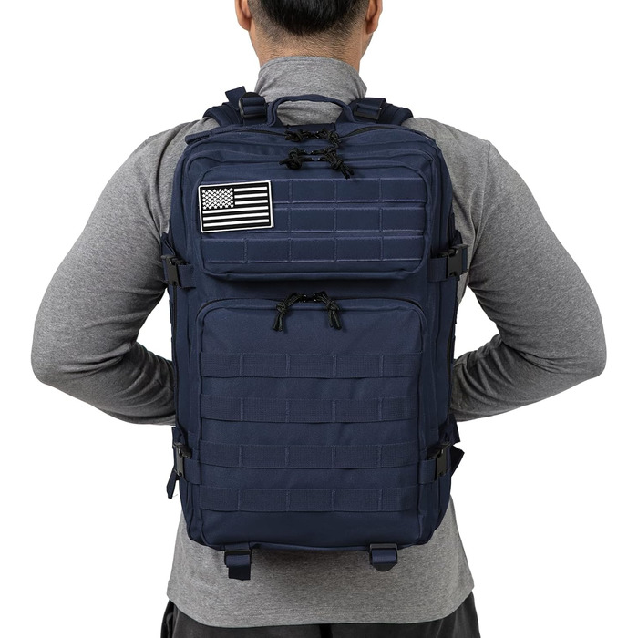 Тактичний рюкзак QT&QY 45 л, армійський, військовий Molle, для чоловіків, туристичний, для походів, 3-денний, синій