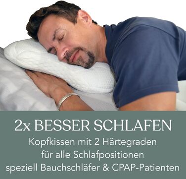 Ортопедична подушка для сну Traumreiter CPAP з пам’яттю форми, для бокового сну, середньої та жорсткої жорсткості, для всіх CPAP-масок, проти апное