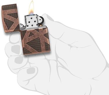 Запальничка Zippo Armor антикварна мідь, геометричний дизайн, 360°, універсальна