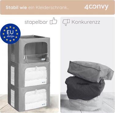 Складана коробка для зберігання одягу з металевим каркасом, застібкою-блискавкою, 66 л, темно-сіра, 3 шт. — міцна органайзер-скриня для ковдр, покривал, одягу (2024 покращений матеріал)