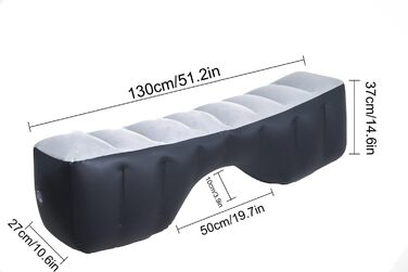 Автомобільний надувний матрац для заднього сидіння 130×27×37 см з подушкою, комплект з насосом для подорожей і кемпінгу