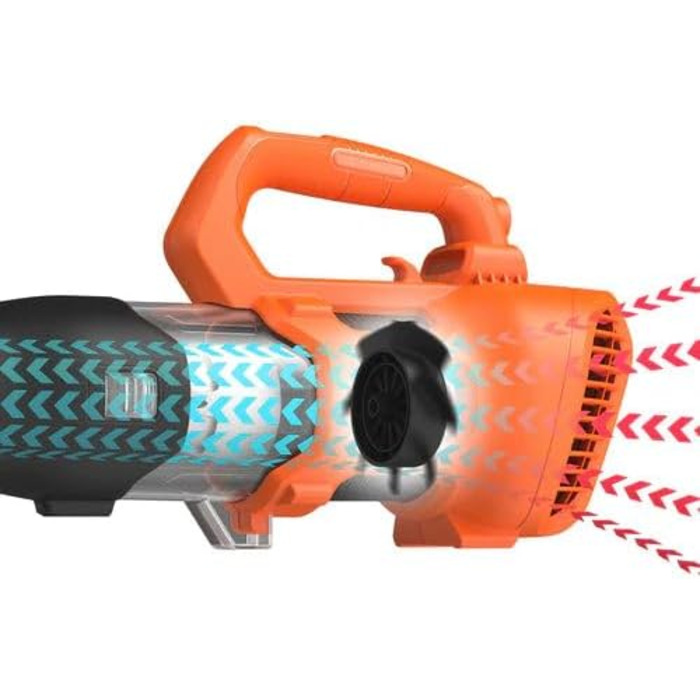 Акумуляторний повітродув Black+Decker BCBL200L 18В, 2.0Аг, 145 км/год, 577 м³/год, з лопаткою для листя, для терас, доріжок, саду, з акумулятором та зарядним
