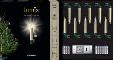 Бездротові LED ялинкові свічки Lumix Superlight Mini, 12 шт, металік, з ІЧ-пультом, кашемір