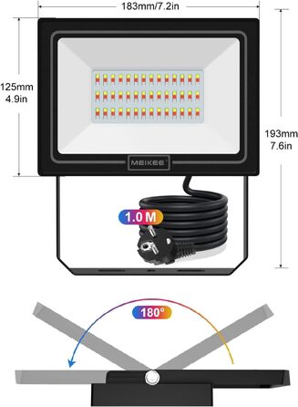 MEIKEE LED прожектор 60W RGB з пультом, 30 режимів, 10 кольорів, таймер, IP66, 6 рівнів яскравості, водонепроникний, для декору, вечірок, Нового року, Хелловіну, 2 шт.