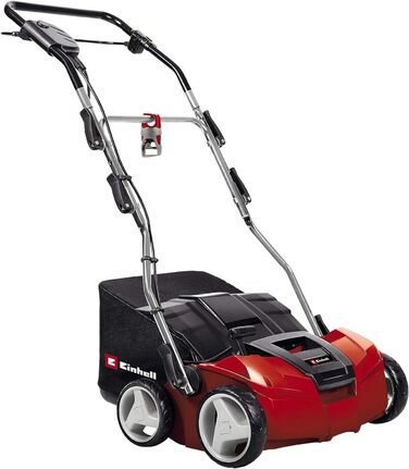 Електричний аератор-скарифікатор Einhell GE-SA 1435, 1400 Вт, 35 см, 3-9 мм, регулювання висоти, 28 л травозбірник, з валиком для аерації
