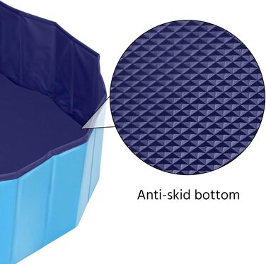 Складаний басейн для собак Yaheetech 160x30 см, протиковзкий, злив, PVC, синій, з щіткою і латками