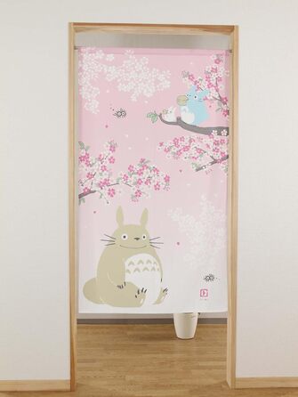 Тканинна штора-норен Studio Ghibli Totoro з весняним сакурою для коридору