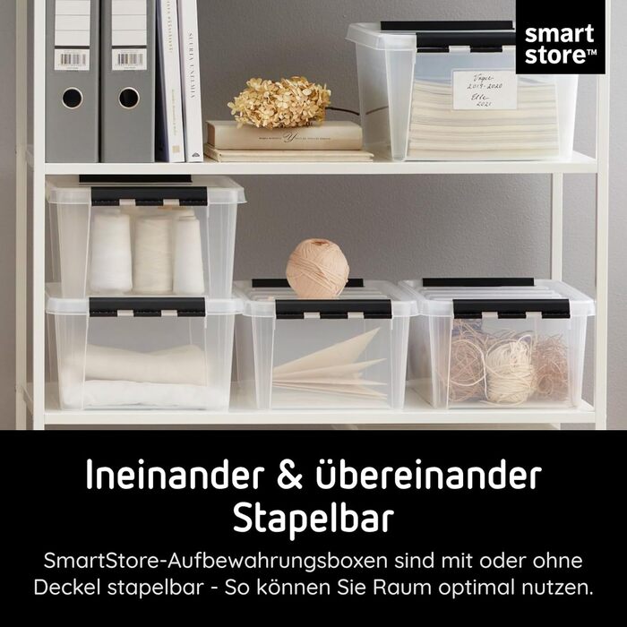 SmartStore – набір з 10 контейнерів для зберігання з кришкою Classic 14 л (40x30x11 см), харчовий пластик, посилені кути, стійкі до штабелювання, гарантія 10 років