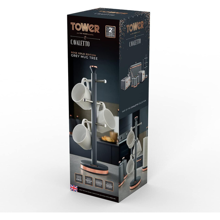 Підставка для кухлів Tower Cavaletto з нержавіючої сталі, Marshmallow Pink/рожеве золото