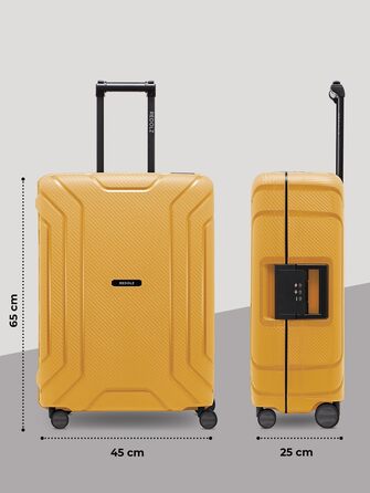 REDOLZ Жорсткий кабінний чемодан без блискавки, поліпропілен, 4 колеса, TSA-замок, 3-точкова фіксація, 40x20x55 см, темно-жовтий