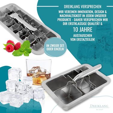 Dreiklang - be smart® Полірована форма для льоду з нержавіючої сталі 18/8 з важелем, харчова, велика, без пластику
