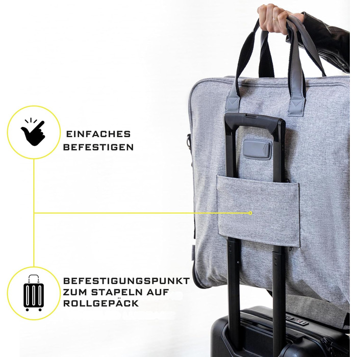Дорожній чохол для костюмів Kleidersack Luxe Grijs на 3 костюми, з плечовим ременем та кишенями, ручна поклажа для подорожей і відряджень
