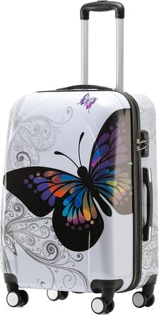Набір валіз BEIBYE Butterfly 2060 з TSA-замком, 4 предмети: міцні жорсткі валізи-тролі, ручна поклажа та б'юті-кейс (L-66 см + S)