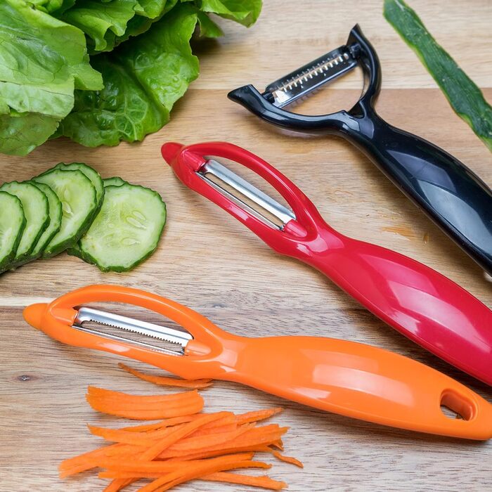 Набір овочечисток Spring Chef для картоплі, моркви, яблук, цитрусових, 3 шт — з нержавіючої сталі, хвилястий та джулієн-лезо