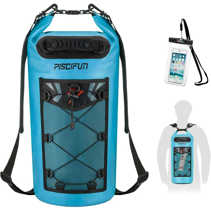 Водонепроникний рюкзак-мішок Piscifun Dry Bag 5–40 л з чохлом для телефону для човнів, каякінгу, риболовлі