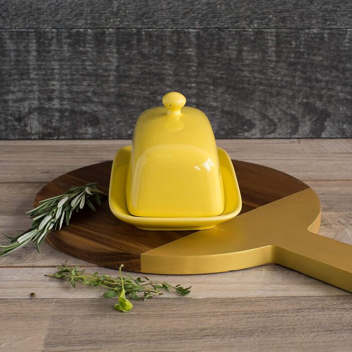 Маслянка прямокутна Now Designs, жовта, керамічна