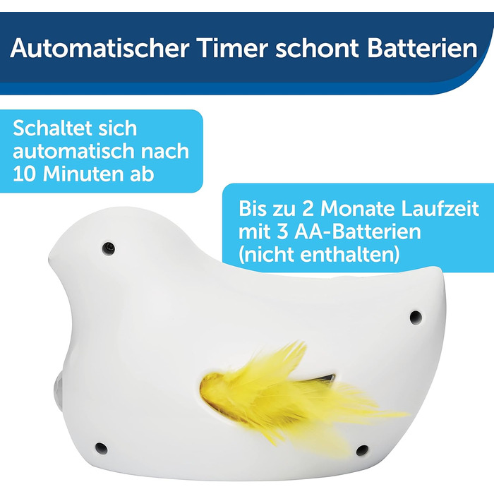 PetSafe інтерактивна іграшка для котів Peek-a-Bird з таймером, працює на 3 AA батарейках