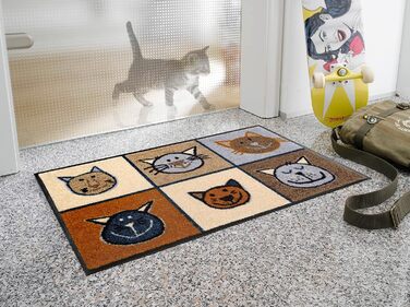Килимок для підлоги wash+dry Miau Miau 50x75 см, для внутрішнього та зовнішнього використання, машинне прання