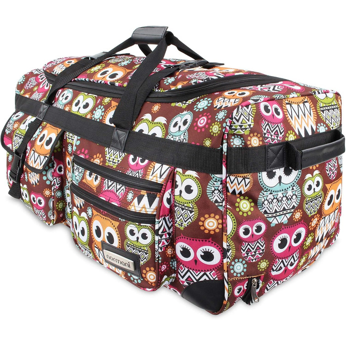 Normani міцна дорожня сумка на колесах 100 л Retro Owl, велика, нове покоління
