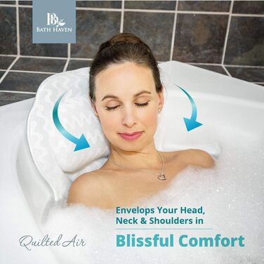 Подушка для ванни Bath Haven – люксова подушка для шиї, швидковисихаюча, для ванни, машинне прання, з мішком для прання та сумкою для подорожей, біла