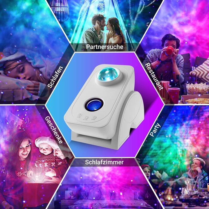 LED проектор зоряного неба Blubbel з Wi-Fi, 3D Галактика, нічник з керуванням через додаток і голос, сумісний з Alexa/Google, для дітей та спальні