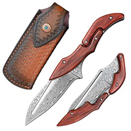 Складаний ніж з дамаської сталі VG10 для чоловіків, EDC, кемпінг, outdoor (вигнута спинка)