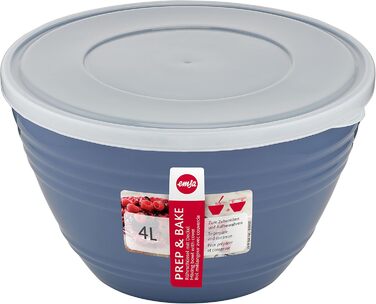 Миска для змішування Emsa Prep&Bake 4,15 л з кришкою, пластикова, для зберігання в холодильнику, нековзке дно, стабільна, підходить для миття в посудомийній машині, штабельована
