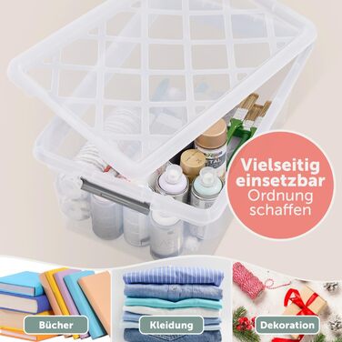 Пластикова коробка для зберігання Blumtal з кришкою 32 л, 36,5x36x26,5 см, 100% новий матеріал, із замками, набір 4 шт.