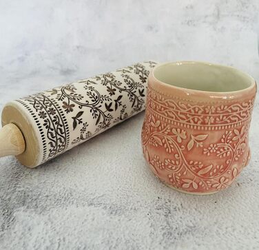 Рельєфний качалка FLORAL VINE для кераміки та печива, спільний дизайн Algiscrafts і Pottery by Jas