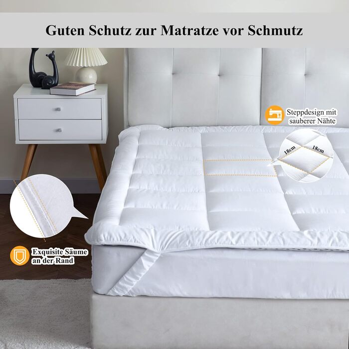 Наматрацник Threads For Bed 120x200 з бавовни, дихаючий, матрацний топер, захист від бруду, для матраців та бокс-спрінг ліжок, можна прати
