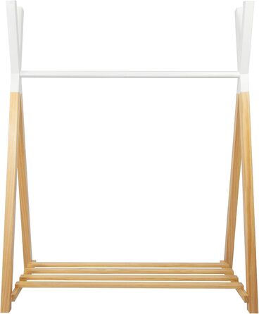 Вішак для одягу Puckdaddy Hugo 60x30x120 см із сосни в стилі вінтаж, білий, з полицею для взуття, для дитячої кімнати