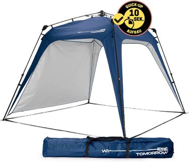 Павільйон для саду Lumaland Outdoor 2,5x2,5 м, водонепроникний із захистом від УФ, з бічною стінкою, сумкою та кілочками, міцний намет для кемпінгу та вечірок, швидкий монтаж 2 хвилини, синій