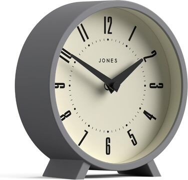 Настільний годинник JONES CLOCKS Venus, круглий, сірий, сучасний ретро-дизайн для столу, полиці, каміна або тумбочки