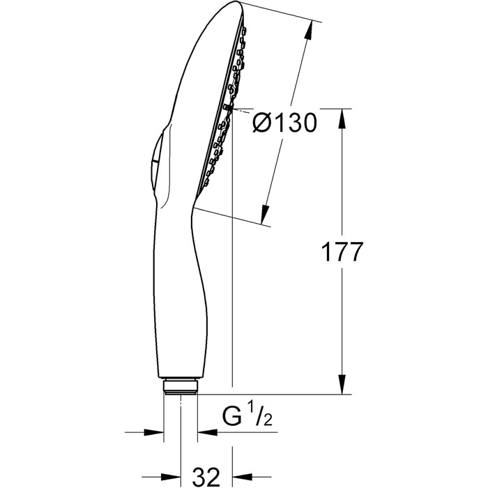 Душова лійка Grohe Vitalio Rain 130, 4 режими, хром, 13 см, 9,5 л/хв